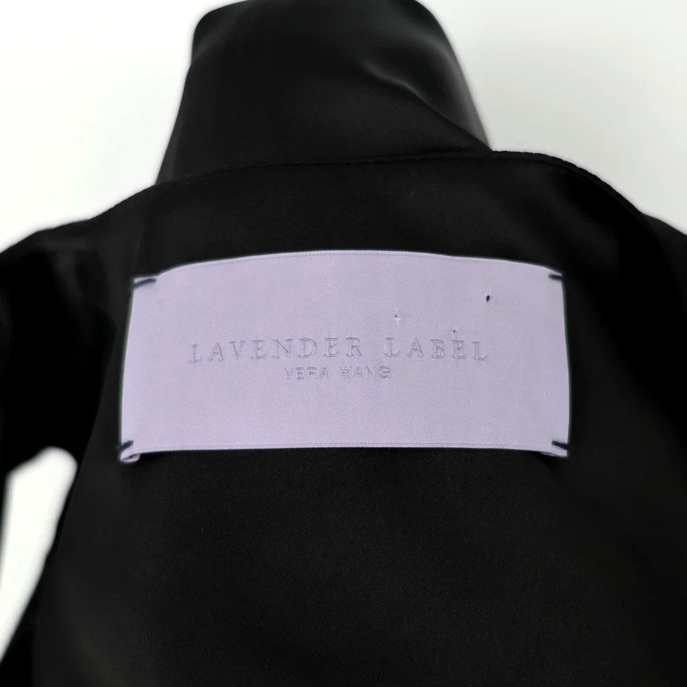 Vera Wang Lavender Label Dress Womens 6 Black Silk Chiffon Zip Fit n Flare Party